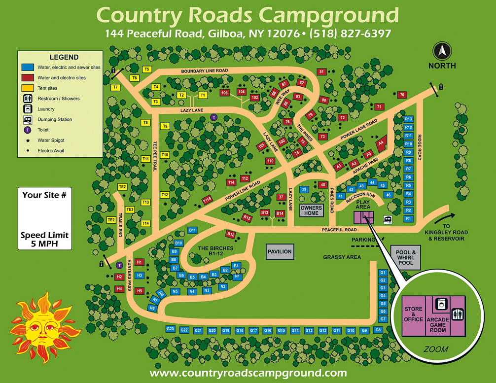 Country Roads Campground Site Map